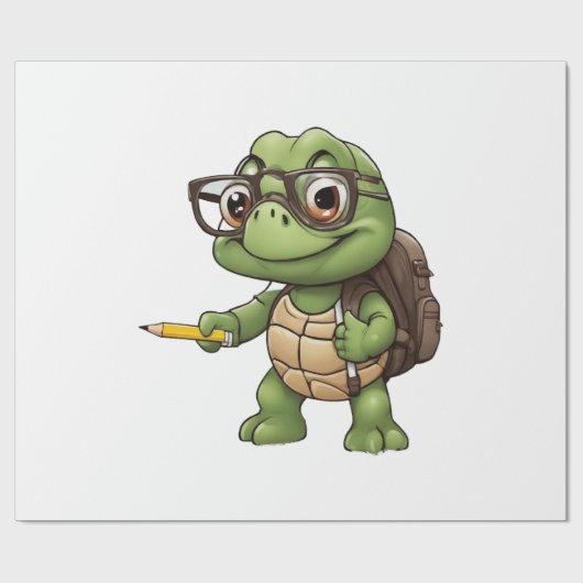 Schildkröte zurück zur Schule Geschenkpapier (Flach)