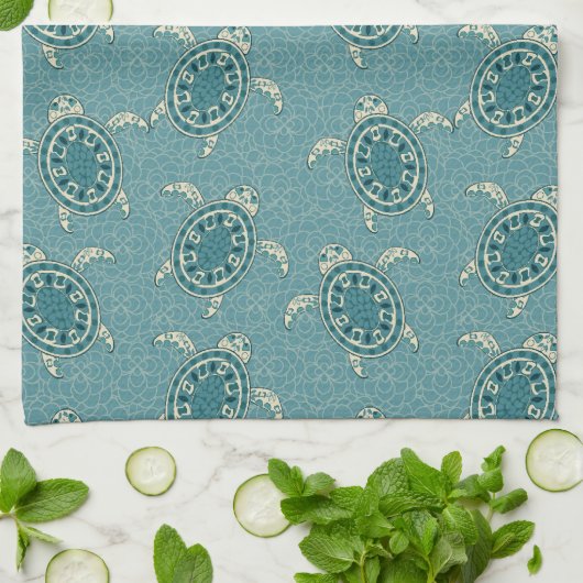 Schildkrötehintergrund Küchentuch (Gefaltet)