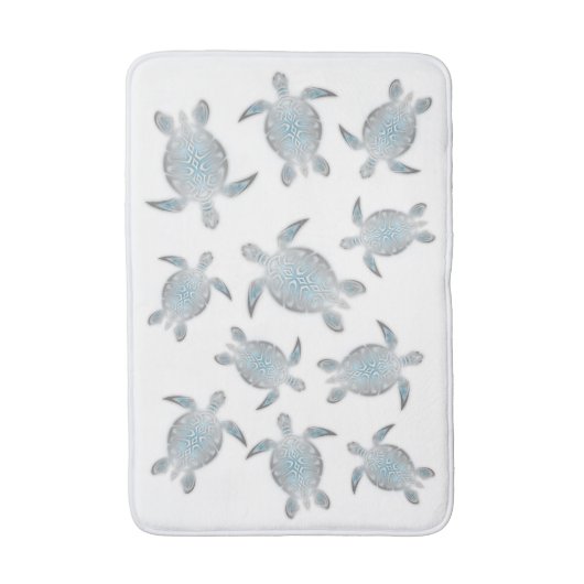 Schildkröten aus Silbermeer weiß Badematte (Vorderseite Vertikal)