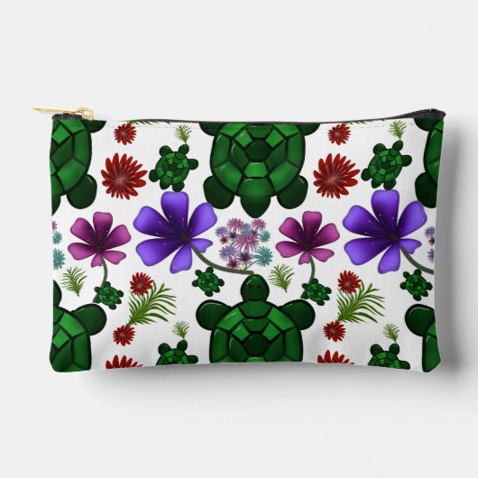 Schildkröten-Blumenmuster Zubehörtasche (Vorderseite)