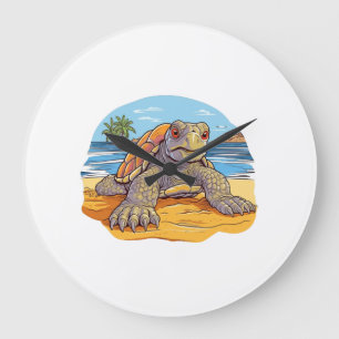 Schildkröten-Carton-Strand Große Wanduhr