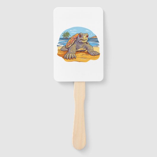 Schildkröten-Cartoon-Strand Fächer (Vorderseite)