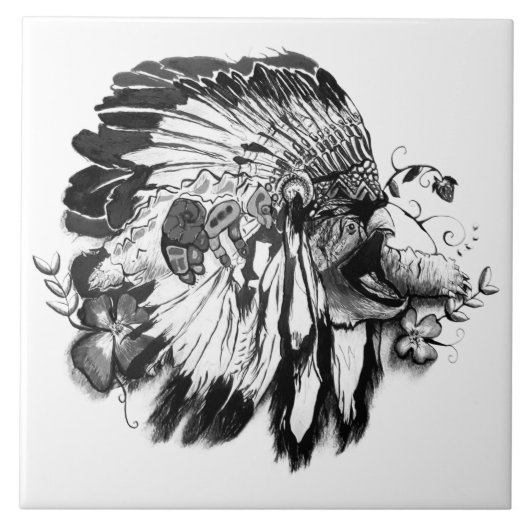 Schildkröten-Clan – Native American Fine Schwarz u Fliese (Vorderseite)