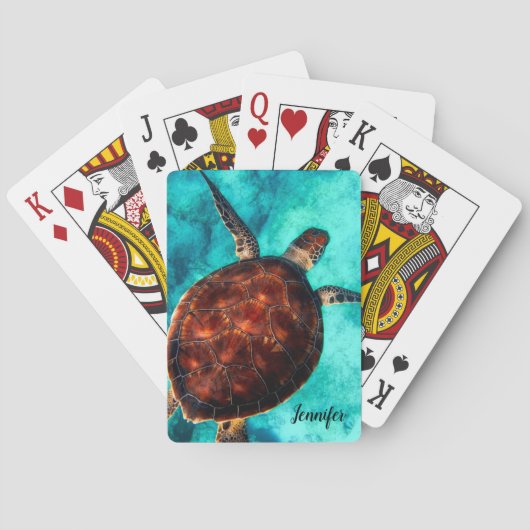 Schildkröten-Design personalisierte Spielkarten (Rückseite)