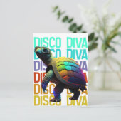 Schildkröten-Disco-Diva Postkarte (Stehend Vorderseite)