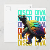 Schildkröten-Disco-Diva Postkarte (Vorne/Hinten)
