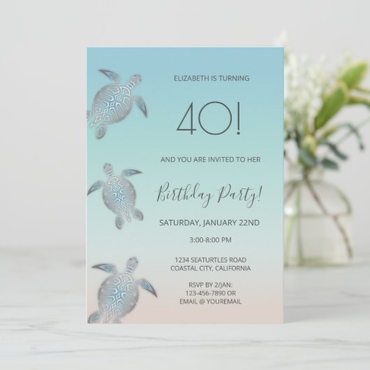 Schildkröten Einladung (Stehend Vorderseite)