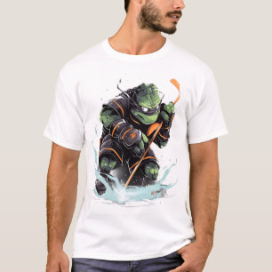 Schildkröten-Eishockeyspieler-Hockeyschläger-Torhü T-Shirt