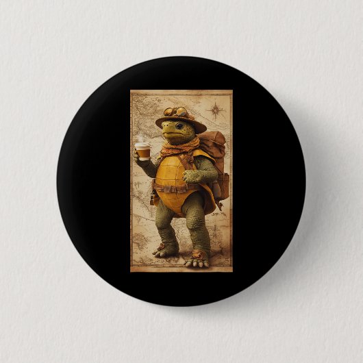 Schildkröten Explorer Abenteuer Wandern Reisen Nat Button (Vorderseite)