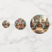 Schildkröten feiern Geburtstag mit Kuchen und Hüte Konfetti (Vorderseiten)