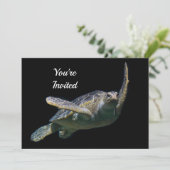Schildkröten Foto im Meer Geburtstag Einladung (Stehend Vorderseite)