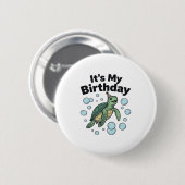 Schildkröten-Geburtstags-Shirt-Design_1 Button (Vorne & Hinten)