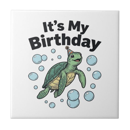 Schildkröten-Geburtstags-Shirt-Design_1 Fliese (Vorderseite)