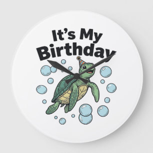 Schildkröten-Geburtstags-Shirt-Design_1 Große Wanduhr
