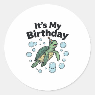 Schildkröten-Geburtstags-Shirt-Design_1 Runder Aufkleber