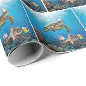 Schildkröten-Geburtstagsfeier mit Oktopus Geschenkpapier (Rolleneckpunkt)