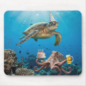 Schildkröten-Geburtstagsfeier mit Oktopus Mousepad (Vorne)