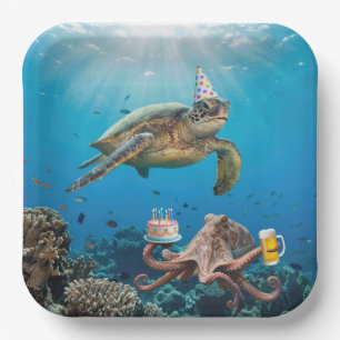 Schildkröten-Geburtstagsfeier mit Oktopus Pappteller