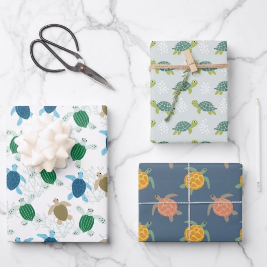Schildkröten-Geschenkpapier, Meerestier-Geschenkve Geschenkpapier Set (Vorderseite)