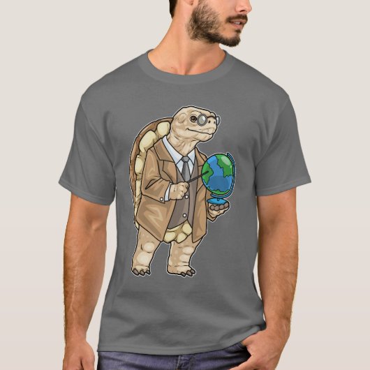 Schildkröten-Geschichtslehrer-Globus T-Shirt (Vorderseite)