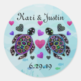 Schildkröten-Herz-Aufkleber Runder Aufkleber