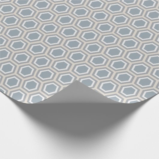 Schildkröten-Hexagon-Muster-blaues Grau TAN Geschenkpapier (Ecke)