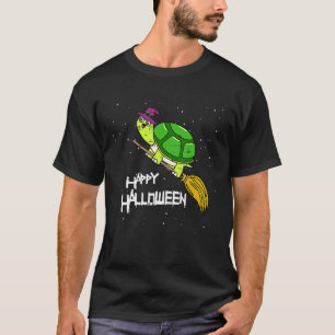 Schildkröten-Hexen-Besenstiel-Nacht-Süße-Reptilien T-Shirt