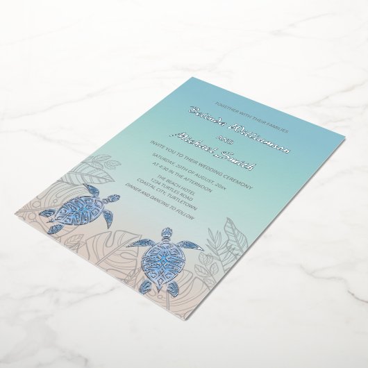 Schildkröten | Hochzeit am Strand Folieneinladung (Gedreht)