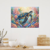 Schildkröten-Illustration Poster (Küche)