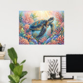 Schildkröten-Illustration Poster (Heimbüro)