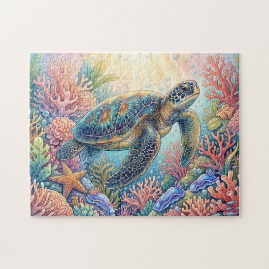 Schildkröten-Illustration Puzzle (Horizontal)