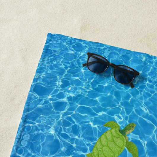 Schildkröten im Grünen auf türkisblauem Wasser Strandtuch (Beispiel)