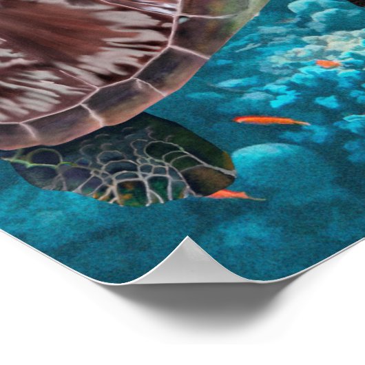 Schildkröten im Grünen in der Nähe des Korallenrif Poster (Ecke)