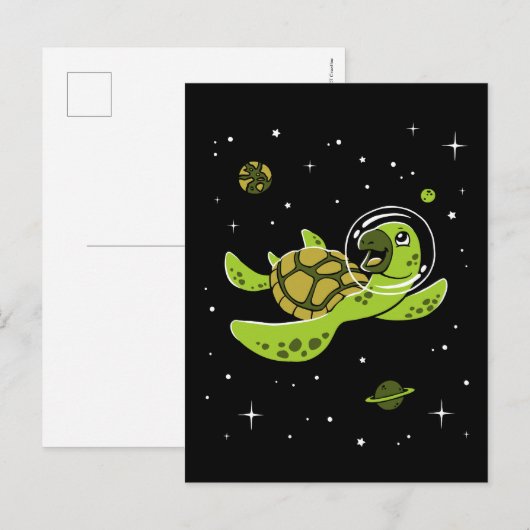 Schildkröten im Weltraum Postkarte (Vorne/Hinten)