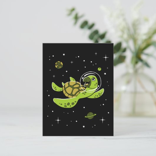 Schildkröten im Weltraum Postkarte (Stehend Vorderseite)