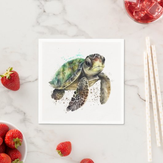 Schildkröten in Aquarellpapier Napkins Serviette (Beispiel)