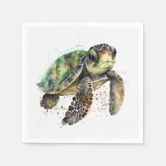 Schildkröten in Aquarellpapier Napkins Serviette (Vorderseite)