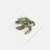 Schildkröten in Aquarellpapier Napkins Serviette (Ecke)