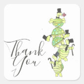 Schildkröten in Top Hats Vielen Dank Quadratischer Aufkleber (Vorderseite)