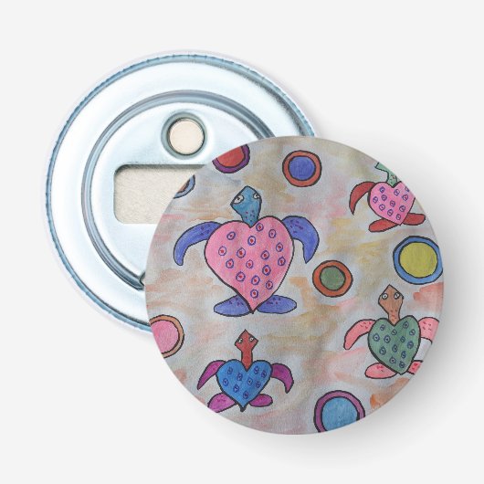 Schildkröten & Kreise Button Flaschenöffner (Vorderseite)