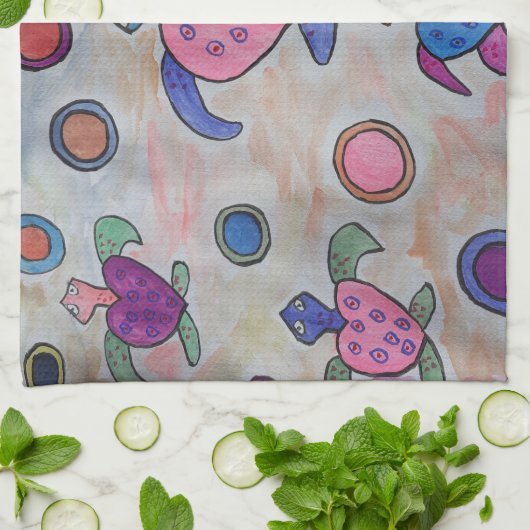 Schildkröten & Kreise Handtuch (Gefaltet)