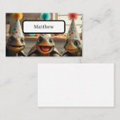 Schildkröten mit Geburtstagskuchen und Hüten Platzkarte (Vorne/Hinten)