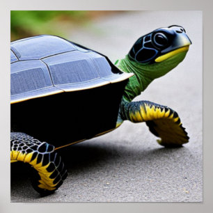 Schildkröten mit Metal-Muschel Konzept Kunst Poster