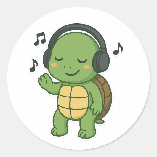 Schildkröten-Musik Runder Aufkleber (Vorderseite)