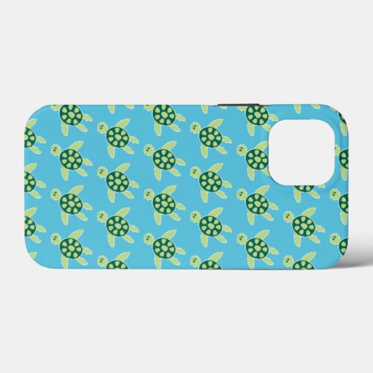 Schildkröten Muster Blau Case-Mate iPhone Hülle (Rückseite (Horizontal))