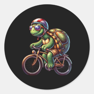 Schildkröten-Radfahrer-Liebhaber Fahrrad Für Radfa Runder Aufkleber