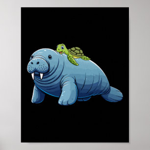 Schildkröten-Reit-Manati-Kostüm Meerestierliebhabe Poster