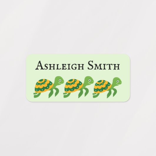 Schildkröten-Schildkrötennamen Etiketten (Design 2)