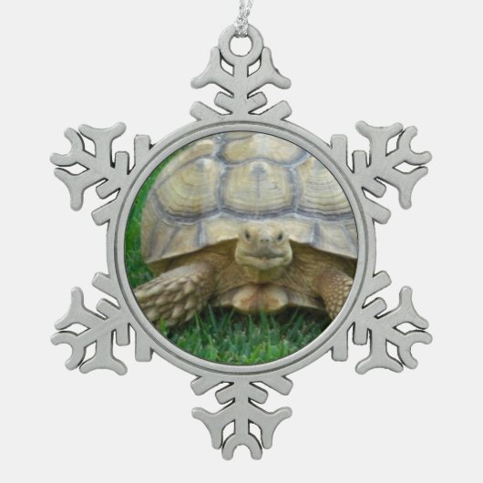Schildkröten Schneeflocken Zinn-Ornament (Vorderseite)