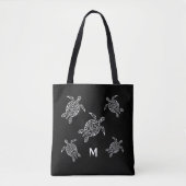 Schildkröten, Schwarz-weiße Seefahrermonogramm Tasche (Vorderseite)